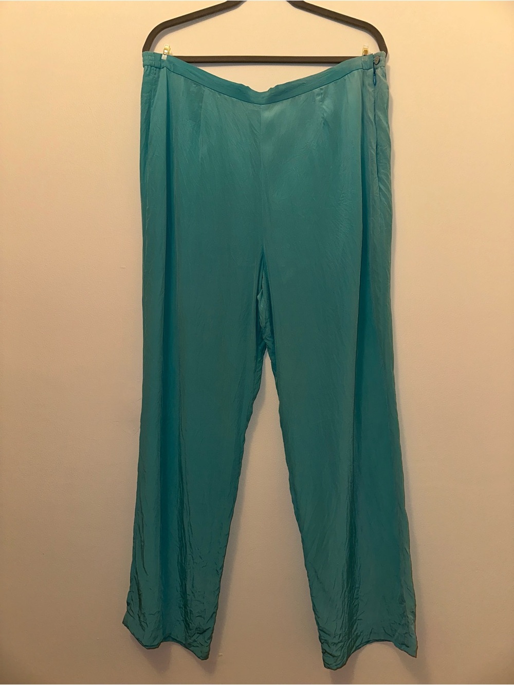 Vintage Bloomingdales 100% Silk Robin's Egg Blue Trousers - 14